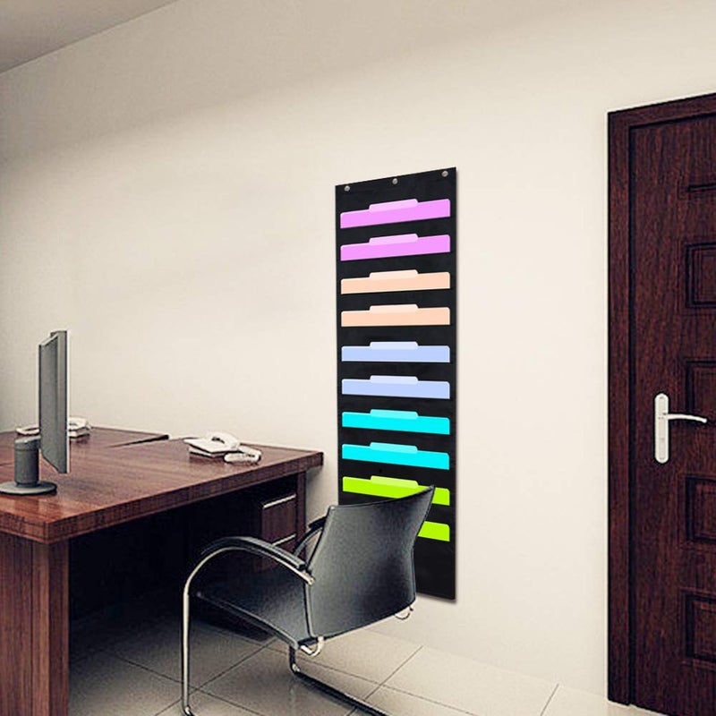 ZKOO Hanging File Folders Pocket Chart  10 Pocket & 3 Hanger Cascading Wall Organizer - Organize Your Assignments  Files  Scrapbook Papers & More  Perfect Organization for Classroom  Home  Office - Image 3